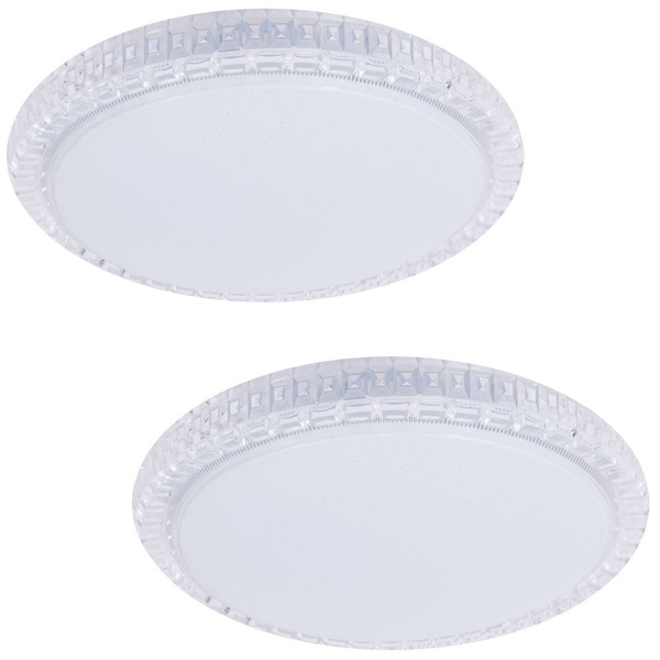 Kit 2 Plafon Led Acrilico Efeito Estrelado Slim Redondo3000k