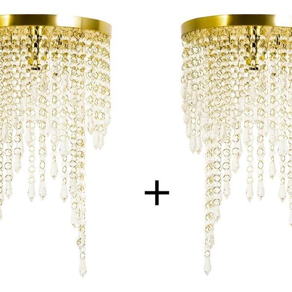 Kit 2 Plafon Redondo Crilik Pl7302 Dourado