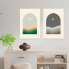 Kit 2 Plaquinhas Decorativa Adesivada Abstrato Minimalista