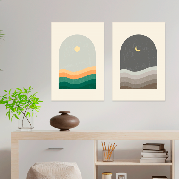 Kit 2 Plaquinhas Decorativa Adesivada Abstrato Minimalista