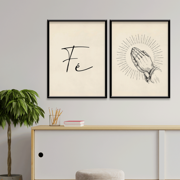 Kit 2 Plaquinhas Decorativa Adesivada Fé