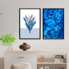 Kit 2 Plaquinhas Decorativa Adesivada Flor Azul