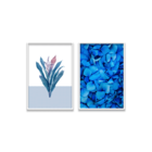 Kit 2 Plaquinhas Decorativa Adesivada Flor Azul