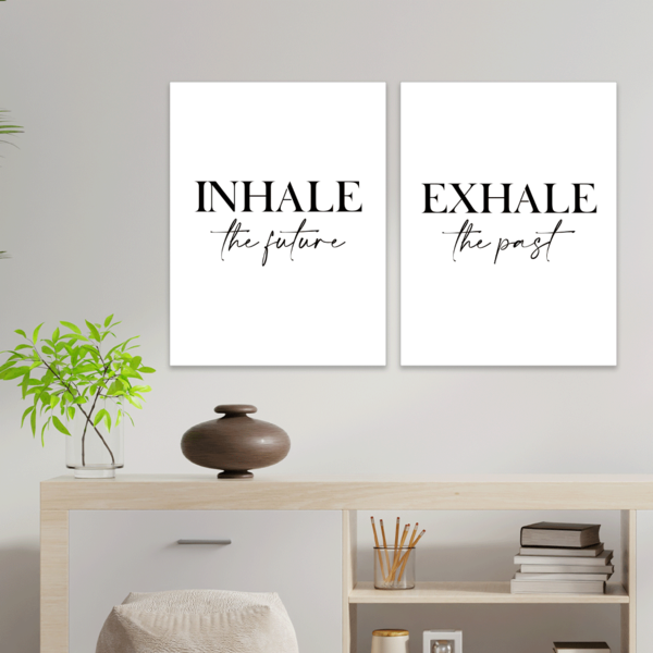 Kit 2 Plaquinhas Decorativa Adesivada Inhale Exhale