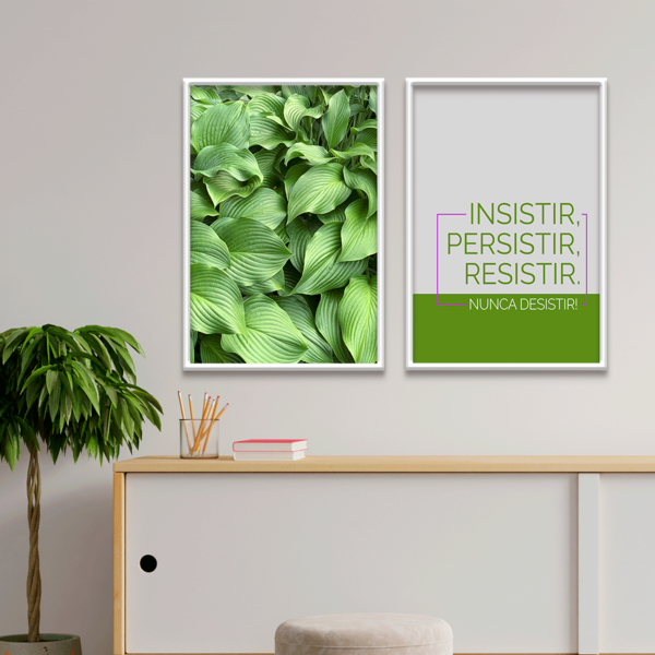 Kit 2 Plaquinhas Decorativa Adesivada Insistir, Persistir, Re