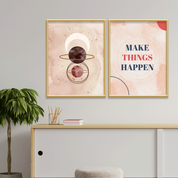 Kit 2 Plaquinhas Decorativa Adesivada Make Things Happen