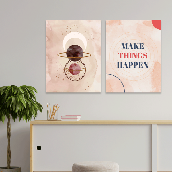 Kit 2 Plaquinhas Decorativa Adesivada Make Things Happen