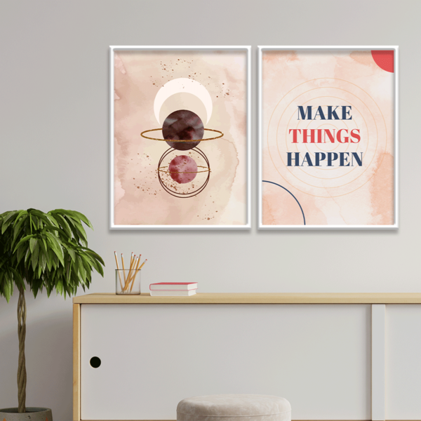 Kit 2 Plaquinhas Decorativa Adesivada Make Things Happen
