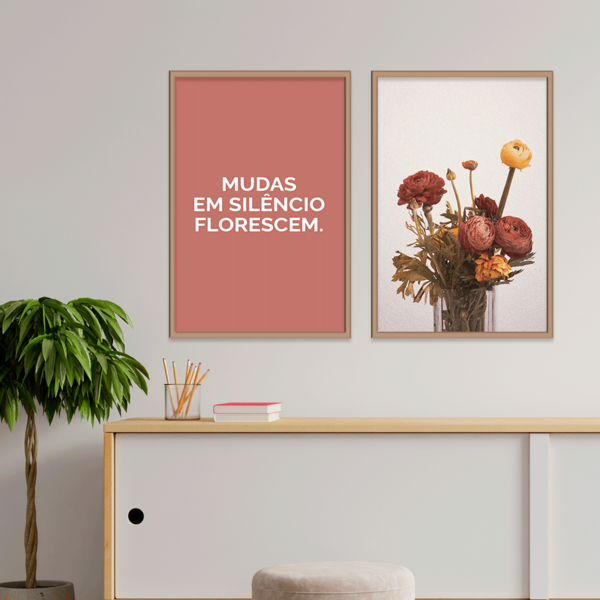 Kit 2 Plaquinhas Decorativa Adesivada Mudas Em Silêncio Flore