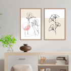 Kit 2 Plaquinhas Decorativa Adesivada Mulher Com Flor Minimal