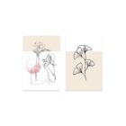 Kit 2 Plaquinhas Decorativa Adesivada Mulher Com Flor Minimal