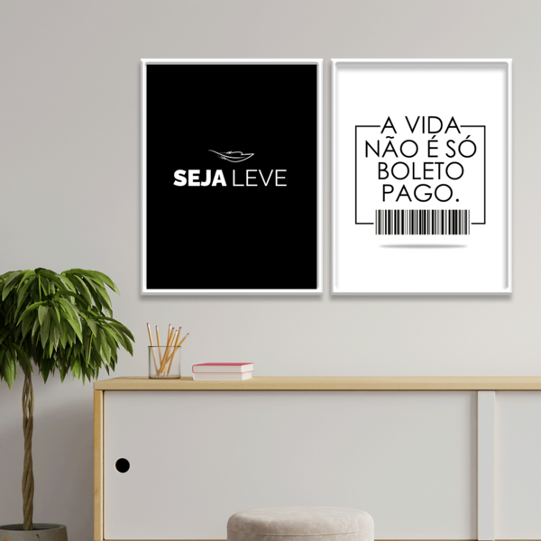 Kit 2 Plaquinhas Decorativa Adesivada Seja Leve