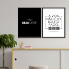 Kit 2 Plaquinhas Decorativa Adesivada Seja Leve