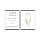 Kit 2 Plaquinhas Decorativa Adesivada Sua Mente É Poderosa