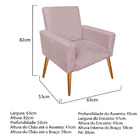 Kit 2 Poltrona Cadeira Decorativa  Rosé Pes Palito Castanho B