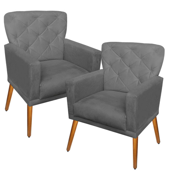 Kit 2 Poltrona Cadeira Decorativa Ana Com Captonê Para Sala