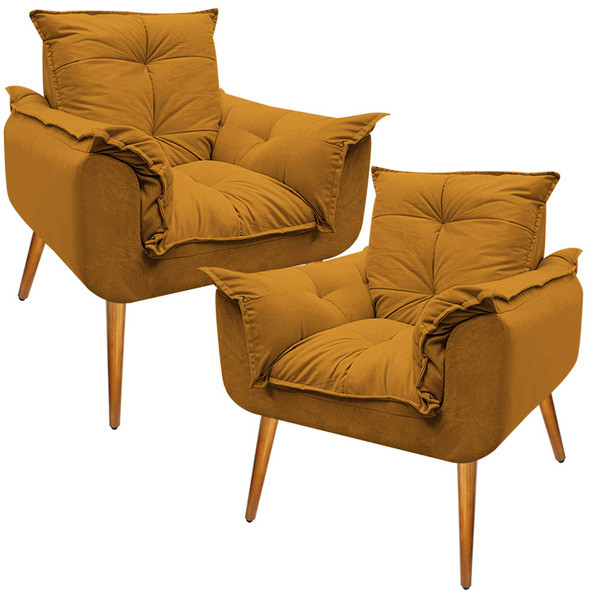 Kit 2 Poltrona Cadeira Decorativa Opala Sala Quarto Escritóri