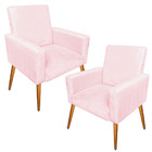 Kit 2 Poltrona Cadeira Decorativa Recepção Pés Palito Suede R