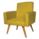 Kit 2 Poltrona Cadeira Decorativa Recepção Suede Amarelo Pés
