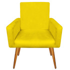 Kit 2 Poltrona Cadeira Decorativa Recepção Suede Amarelo Pés