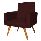 Kit 2 Poltrona Cadeira Decorativa Suede Liso Marsala  Pés Pal