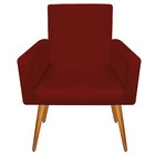 Kit 2 Poltrona Cadeira Decorativa Suede Vermelho Pés Palito