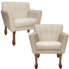 Kit 2 Poltrona Confortável Para Sala Sala Espera Bege