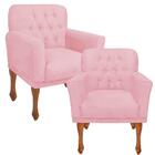 Kit 2 Poltrona Confortável Para Salão De Beleza Rosa Claro