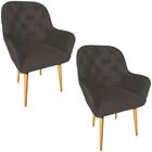 Kit 2 Poltrona Decorativa Ametista Veludo Marrom Cacau