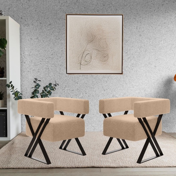 Kit 2 Poltrona Decorativa Aruba Pés De Metal Estilo Industria