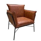 Kit 2 Poltrona Decorativa Bari Corino Marrom Claro Pé Preto