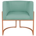 Kit 2 Poltrona Decorativa Base De Ferro Linho Munique  Azul T