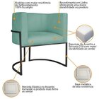 Kit 2 Poltrona Decorativa Base De Ferro Linho Munique  Azul T