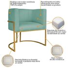 Kit 2 Poltrona Decorativa Base De Ferro Linho Munique  Azul T