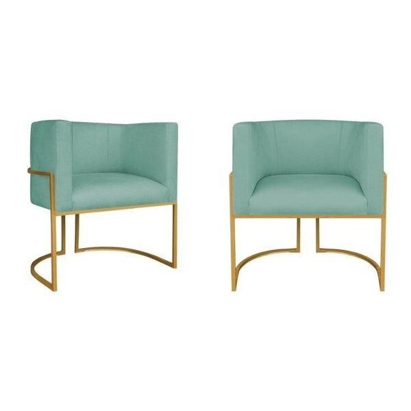 Kit 2 Poltrona Decorativa Base De Ferro Linho Munique  Azul T