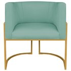 Kit 2 Poltrona Decorativa Base De Ferro Linho Munique  Azul T