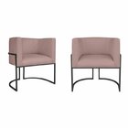 Kit 2 Poltrona Decorativa Base De Ferro Linho Munique  Rosê/p