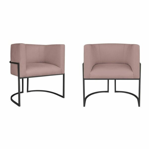 Kit 2 Poltrona Decorativa Base De Ferro Linho Munique  Rosê/p