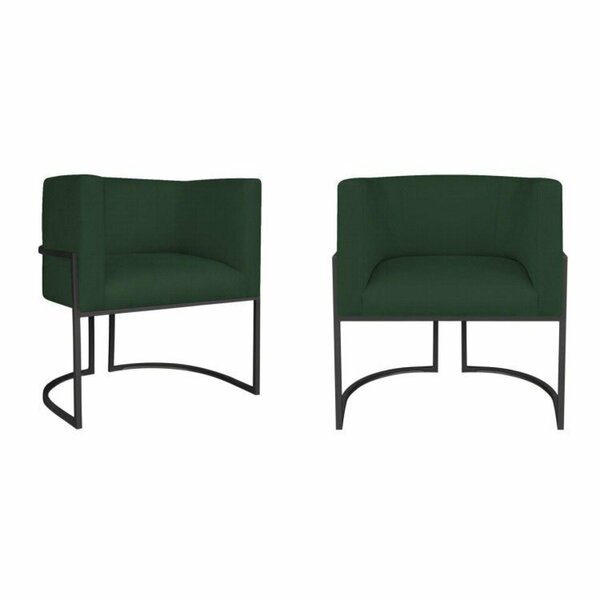 Kit 2 Poltrona Decorativa Base De Ferro Linho Munique  Verde/