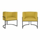 Kit 2 Poltrona Decorativa Base De Ferro Suede Munique  Amarel