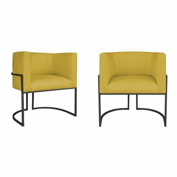 Kit 2 Poltrona Decorativa Base De Ferro Suede Munique  Amarel
