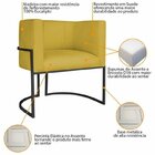Kit 2 Poltrona Decorativa Base De Ferro Suede Munique  Amarel