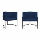 Kit 2 Poltrona Decorativa Base De Ferro Suede Munique  Azul M