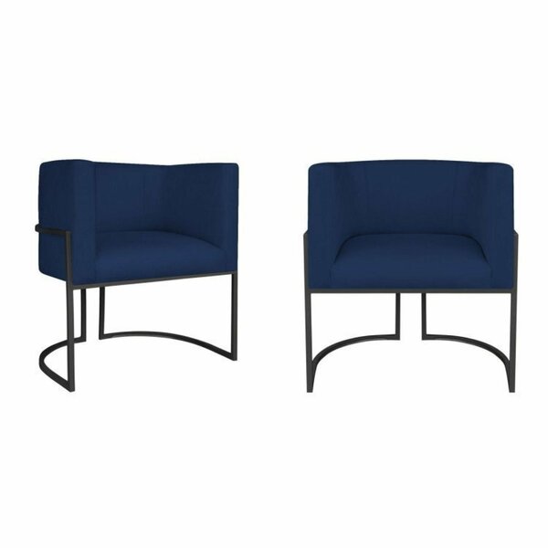 Kit 2 Poltrona Decorativa Base De Ferro Suede Munique  Azul M