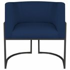 Kit 2 Poltrona Decorativa Base De Ferro Suede Munique  Azul M