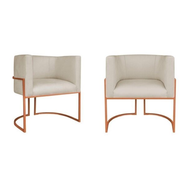 Kit 2 Poltrona Decorativa Base De Ferro Suede Munique  Bege/b