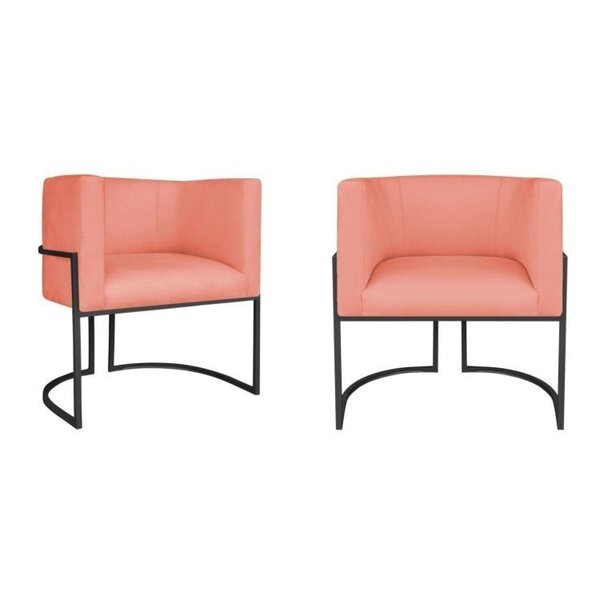 Kit 2 Poltrona Decorativa Base De Ferro Suede Munique  Coral/
