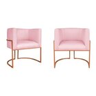 Kit 2 Poltrona Decorativa Base De Ferro Suede Munique  Rosa B