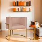 Kit 2 Poltrona Decorativa Base De Ferro Suede Munique  Rosê/d