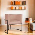 Kit 2 Poltrona Decorativa Base De Ferro Suede Munique  Rosê/p